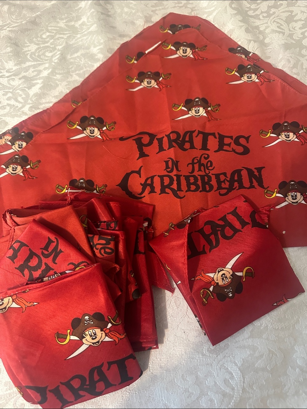Disney Red Pirates in tbe Caribbean Bandana with Mickey Pirate Print (20)
